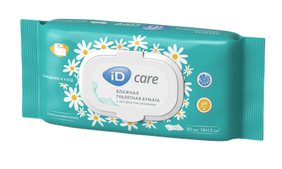 Влажная туалетная бумага ID Care с экстрактом ромашки (80шт)