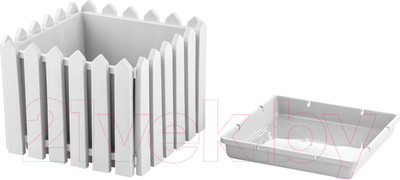 Кашпо Ellastik Plast Лардо Квадратное среднее (белый)