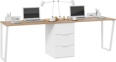 Письменный стол ТриЯ Порто СМ-393.15.013 с тумбой (белый жемчуг/яблоня беллуно/белый софт)