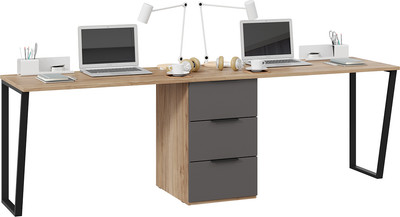 Письменный стол ТриЯ Порто СМ-393.15.013 с тумбой (яблоня беллуно/графит софт)