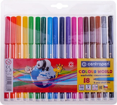 Фломастеры Centropen Colour World / 7 7550 1884/7 7550 1801 (18цв)