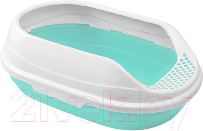 Туалет-лоток Triol Ирис 20452011 (бирюзовый/белый)