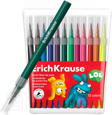 Фломастеры Erich Krause Jolly Friends Washable / 61834 (12цв)
