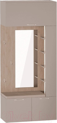 Секция в прихожую Мебельград Джерси с зеркалом (капучино)