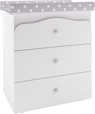 Комод пеленальный Polini Kids Simple с пеленальной доской Звезды / 0002785.9 (белый/серый)