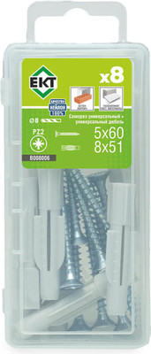 Дюбель универсальный ЕКТ 5.0х60 / B008006 (8шт)