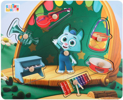 Сортер Mapacha Вкладыши. Цветняшки Музыкальное представление Котенка Мур 962458