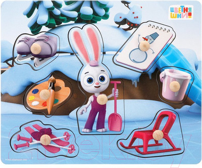 Сортер Mapacha Вкладыши. Цветняшки Зимняя прогулка Зайчонка Скок / 962462
