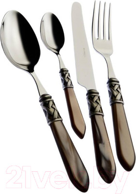 Набор столовых приборов Bugatti Aladdin ALBOM-C4250 (24шт, хром/оникс/состаренное серебро)