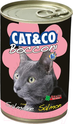 Влажный корм для кошек Adragna Cat&Co кусочки лосося в соусе (405г)