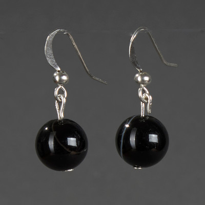 Серьги Wolves Элитный Агат 40795 №1 (черный)