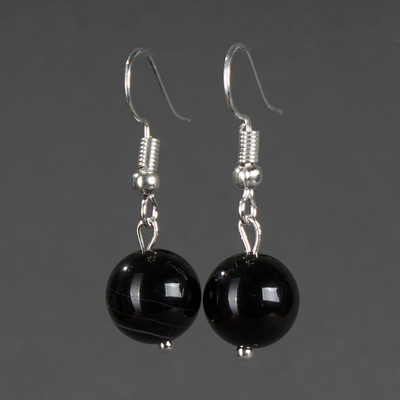 Серьги Wolves Элитный Агат 40796 №2 (черный)