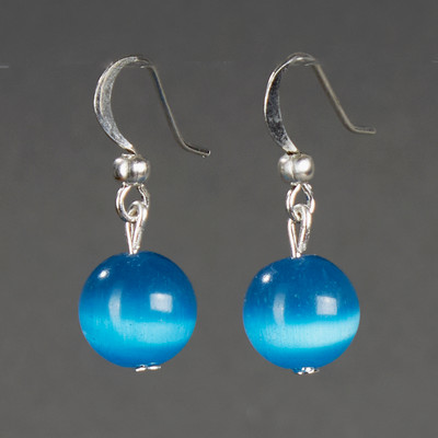 Серьги Wolves Элитный Кошачий глаз 40851 №1 (голубой)