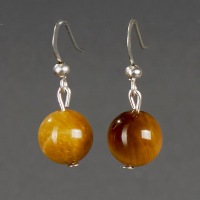 Серьги Wolves Элитный Тигровый глаз 40895 №1 (золотистый)