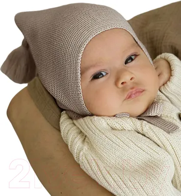 Шапочка для малышей Amarobaby Pure Love Sweet / AB-OD23-PLS16/12-42 (коричневый, р.42-44)