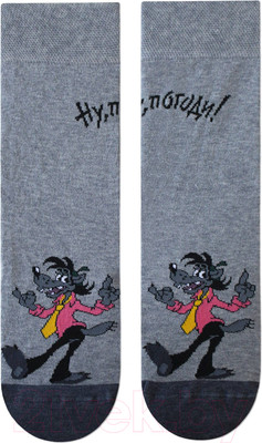 Носки Брестские 2155 Союзмультфильм. Ну, погоди рис.499 (р.27, серый меланж)