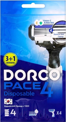 Набор бритвенных станков Dorco Pace 4 одноразовые (4шт)