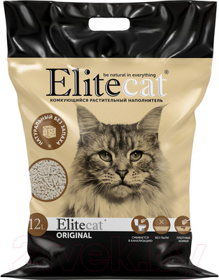 Наполнитель для туалета EliteCat Tofu Original растительный / 6034/EC (12л/5.4кг)