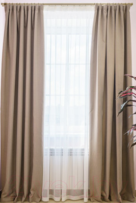 Комплект штор Decoretto Рогожка крупная РК-K12 (125x260, серый/зеленый)