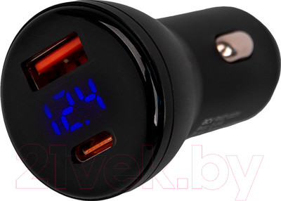 Адаптер питания автомобильный ACV RM37-2023V (черный, с вольтметром)