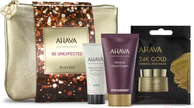 Набор косметики для лица и тела Ahava Strike Gold Крем д/лица 15мл+Крем д/рук 40мл+Маска 6мл