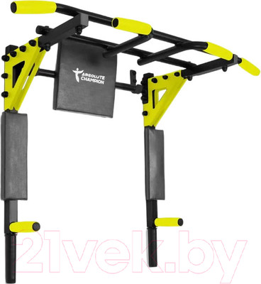 Турник-брусья Absolute Champion Центрл Спорт PRO / АЧ 11632 (черный/желтые ручки и пластина)