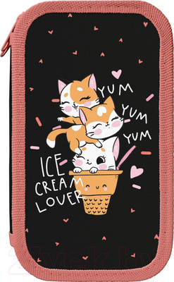 Пенал Schoolformat Котопончик / ПК2С-КП (черный)