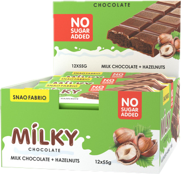 Протеиновый шоколад Snaq Fabriq Milky Молочный с шоколадно-ореховой пастой (30x55г)