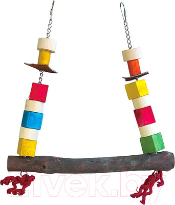 Игрушка для птиц SkyRus Деревянные качели с цветными блоками / 56615/SR