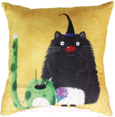 Подушка декоративная Lanatex Кис 0348 / 22297 (35x35x14см, черный/салатовый)