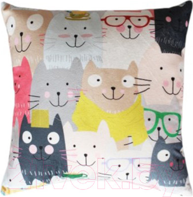 Подушка декоративная Lanatex Кис 0348 / 22304 (35x35x14см, серый/светло-бежевый)