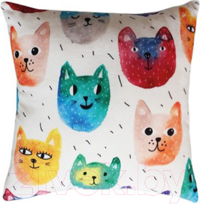 Подушка декоративная Lanatex Кис 0348 / 22307 (35x35x14см, бежевый/молочный)