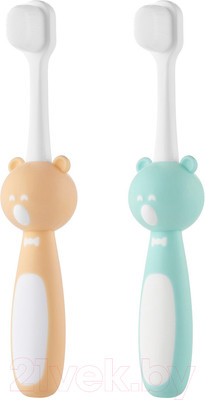 Набор зубных щеток ROXY-KIDS Мишка / RTB-010-OM (оранжевый/мятный)