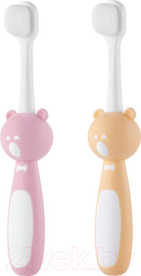 Набор зубных щеток ROXY-KIDS Мишка / RTB-010-PO (розовый/оранжевый)