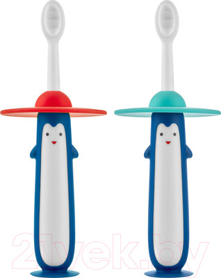 Набор зубных щеток ROXY-KIDS Пингвин / RTB-011-RB (красный/голубой)