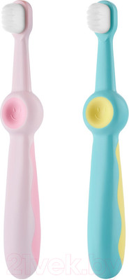 Набор зубных щеток ROXY-KIDS Смайлик / RTB-013-BB (бирюзовый/розовый)