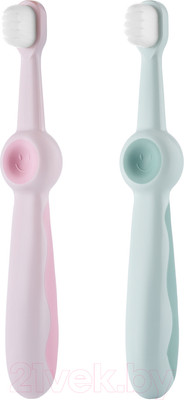 Набор зубных щеток ROXY-KIDS Смайлик / RTB-013-PP (розовый/зеленый)