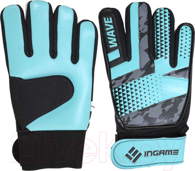 Перчатки вратарские Ingame Wave INFB-907 (р.4, черный/голубой)