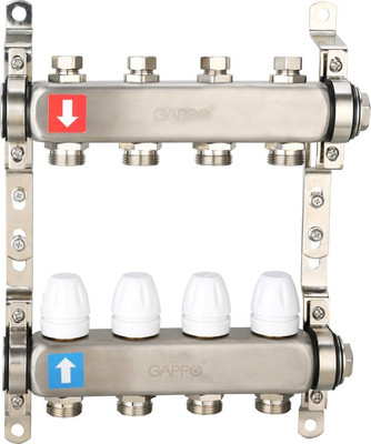 Коллекторная группа отопления Gappo 4-выхода 1x3/4 / G428.4