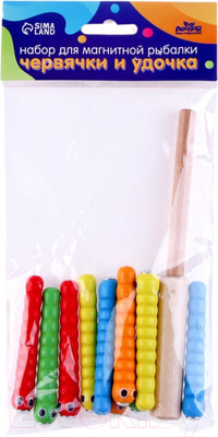 Развивающий игровой набор Лесная мастерская Магнитная рыбалка. Удочка и червяки / 7881393