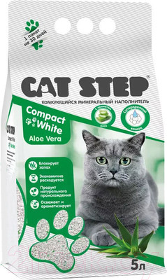 Наполнитель для туалета Cat Step Compact White Aloe Vera / 20313028 (5л/4.5кг)
