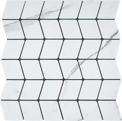 Панель ПВХ Самоклейкин Самоклеющаяся Плитка Белая кольчуга MPK-W02 (300x300x4мм)