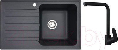 Мойка кухонная со смесителем БелЭворс Styl R + Like F8005022 (черный)