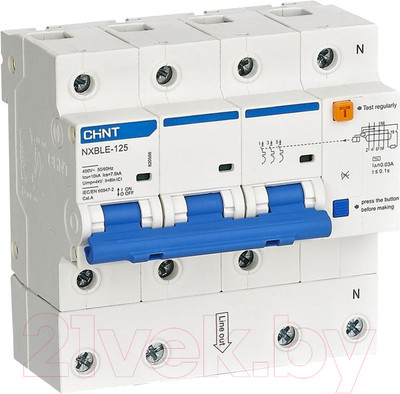 Дифференциальный автомат Chint NXBLE-125 3P+N 80A C 30mA / 820586