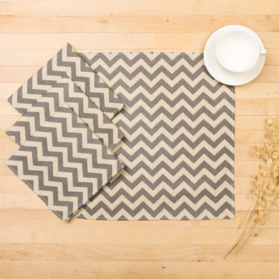 Сервировочная салфетка Доляна Зигзаг / 7668463 (4шт, серый)