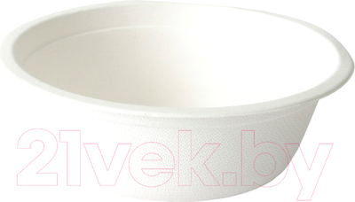 Набор одноразовых тарелок Паксервис Для супа сахарный тростник 400 мл / 285626 (50шт, белый)