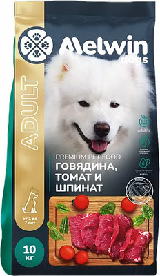 Сухой корм для собак Melwin С говядиной, томатами и шпинатом (10кг)