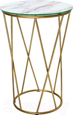 Журнальный столик РасГар Престиж Аллюр (золото/белый мрамор/стекло)
