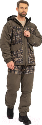 Костюм для охоты и рыбалки Huntsman Горка Люкс -10°C Хаки/002 Исландия/Alova (р-р 48-50/170-176)