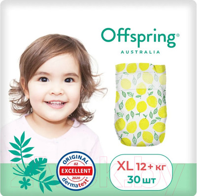 Подгузники детские Offspring XL 12+кг Лимоны / OF01XL30LM (30шт)